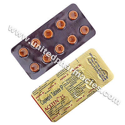 Aceten (Captopril) - 25mg (10 Tablets) Image1